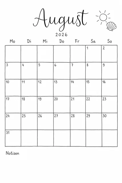 Vorschau: Monatsübersicht August